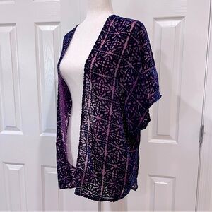 G Collection Purple and Blue Kimono Cardigan One Size